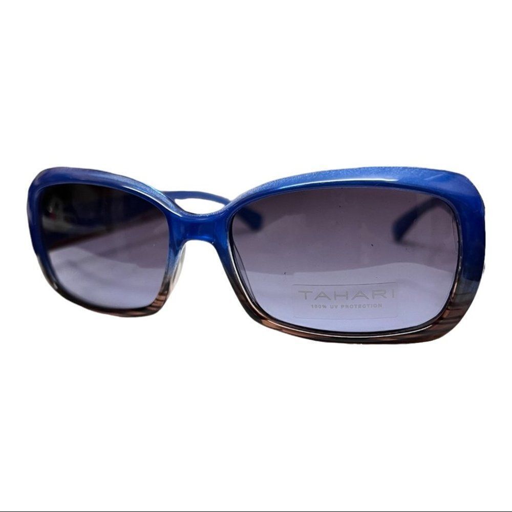NEW Tahari Ombre Y2K Sunglasses Women’s Blue Brown‎ TH727 100% UV Rectangular
